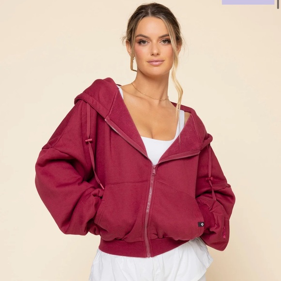 POPFLEX Tops - Popflex - Zip Cloud Hoodie - Ruby - S/M - Sold out on site!
